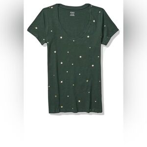 PINK Victoria's Secret Green Fitted  Star Embellished Tee